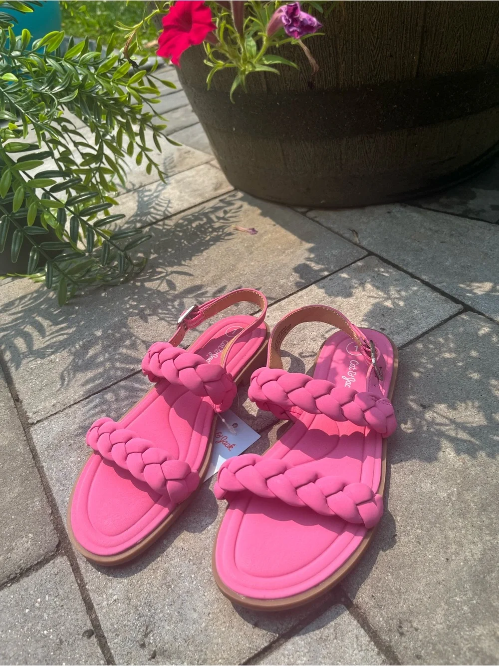Cat & Jack Braided Double-Strap Pink Kids Sandals